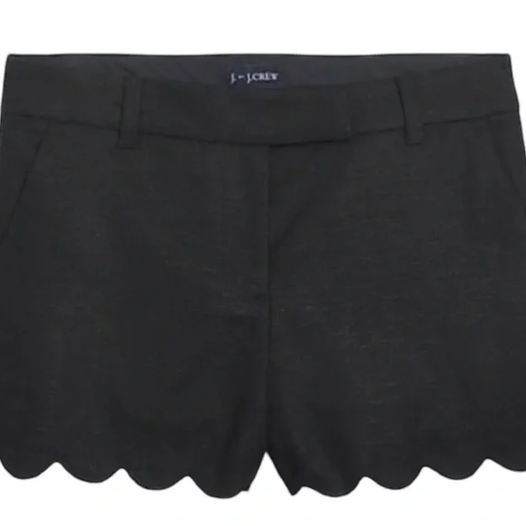 J Crew NWT Black Linen Blend Scalloped Hem 4” Inseam Shorts Women’s Size 14 - Picture 15 of 16